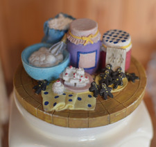 Vintage Ceramic Biscuit Barrel/Hexagonal Jar Handpainted Cottage Core