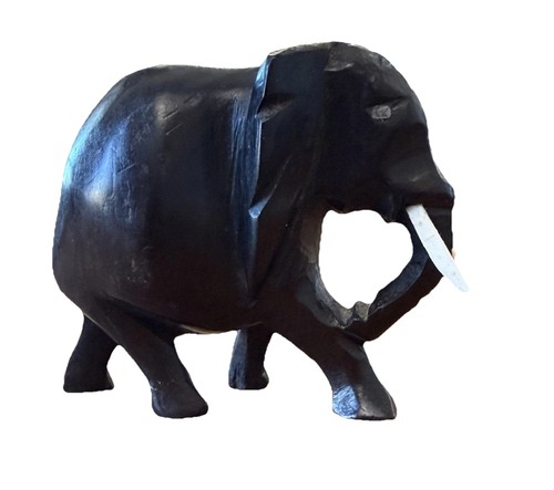 Vtg ebony wood elephant statue - wood,