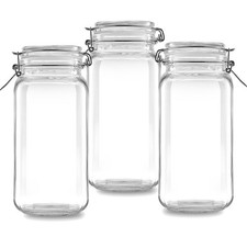 Hniuyun Glass Jars with Airtight Lid Large Storage Food Wide Mason - 78oz 3 Pack