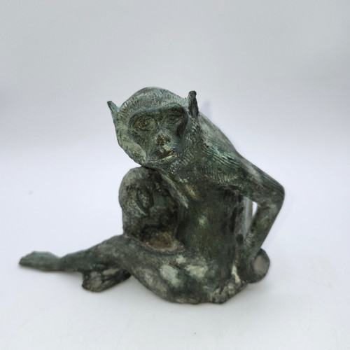 Heavy bronze monkey statue - monkey,