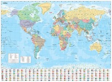 Collins World Wall Laminated Map by Collins Maps | Sheet Map | 2024