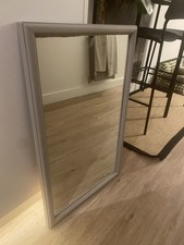 Rectangular Grey Wood effect Wall Mirror Home Hanging Frame Decoration Large