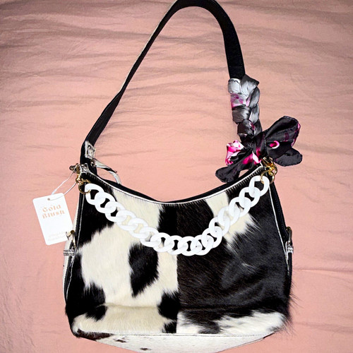 Cow print shoulder bag zip - cow, bag,