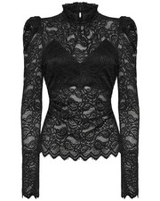 Punk Rave Daily Life Victorian Gothic Floral Lace Fitted Blouse Top