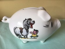 Vintage Thelwell Piggy Bank Pony Cartoons Ceramic VGC