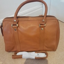 Lloyd Baker Tan Soft Leather Handbag, Never Used. Barrel Shaped Bag