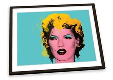 Banksy Kate Moss Marilyn Monroe Teal FRAMED ART PRINT Picture Poster Artwork