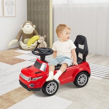 Battery-Powered Ride-On Car Push Along Toy w/Lights & Sounds for Toddlers 4Wheel