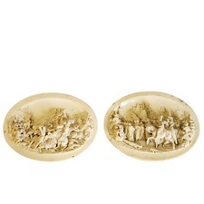 Antique Justin Mathieu 19th Century Two Battle Scene Bas Relief Plaque