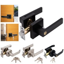 Internal Door Handle Entry Cloakroom Bedroom Door Lever Lock Set Kit With Keys