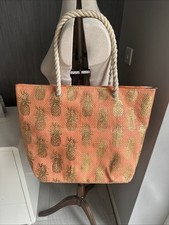 Women’s Orange and Gold Pineapple Pattern Beach Bag Brand New