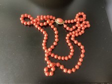 Vintage Double Strand Coral Coloured Glass Beaded Necklace