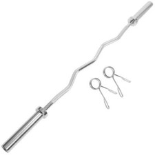 4ft Olympic Barbell 2" EZ Curl Bar Weight Lifting Gym Training Bar with Collars