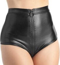 Lovehoney Fierce Black Wet Look High Waisted Knickers with Full Length Zip