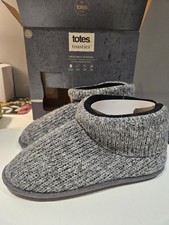 Mens Slippers Totes Lining Boots Durable Sole Grey Knit Warm Cosy winter Ankle 