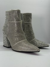 NWT Women's Silver Full Rhinestone Ankle Boots -  -Disco Barbie Sz8 Line Dance