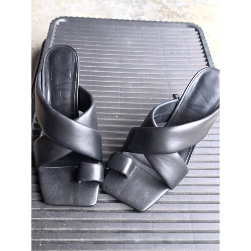 Zara women black leather - black,