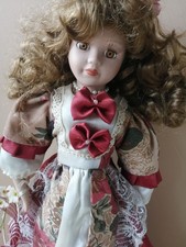 Porcelain Doll With Stand, unbranded,  good condition 45cm tall large 