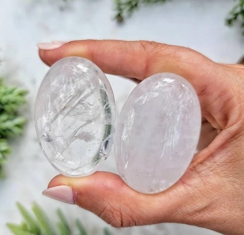 Clear quartz crystals - crystals, palm