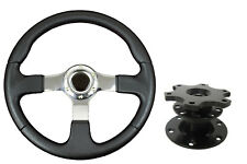 F2 CHROME Sports Steering Wheel + Quick Release boss 42BK for NISSAN