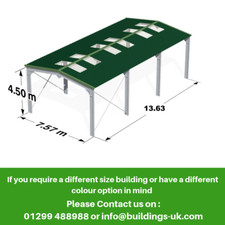 Steel Framed Kit Building 45ft x 25ft x 15ft - Frame, Roof & Gutters