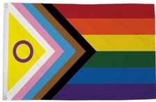 3' x 2' INTERSEX PROGRESS PRIDE FLAG Gay Festival Lesbian LGBT Inclusive Rainbow