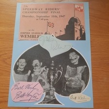 1947 SPEEDWAY RIDERS CHAMPS FINAL ORIGINAL AUTOGRAPHS LONGLEY , PARKER & KITCHEN