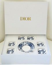 DIOR Toile de Jouy Blue Espresso Cup & Saucer Set (6 Cups) | Fine Porcelain