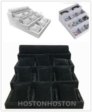 Jewellery Bracelet Watch Black/Grey Velvet cushion Display Storage Case Box UK