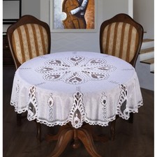 White Tablecloth Round Lace