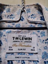 TM LEWIN SHIRT 15.5 UK / 38 EUR SLIM FIT 36inch / 84cm