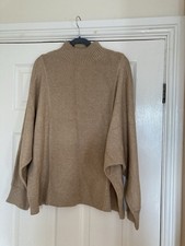 Women's Next Beige High Neck Batwing oversized Jumper Size Large. Excellent Cond