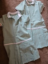 Girls School Gingham Green Dresses Age 5-6 X 2 New Asda George