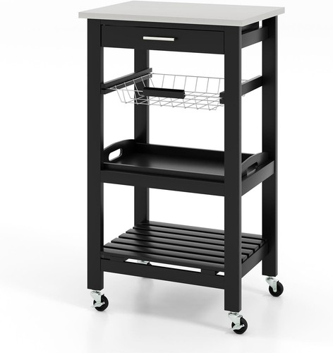 Black kitchen trolley - trolley, on