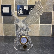 Eagle Lead Royal Crystal Rock 24% Lead Glass Inset Clock-Needs New Battery
