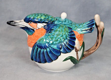 Staffordshire Fine Ceramics Figural Woodland Birds Kingfisher Ceramic Tea Pot