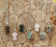 Mushroom Natural Crystal Stone Pendant Funky Cute Polished Chakra Stone Necklace