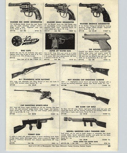 1954 paper toy gun - ad, kilgore