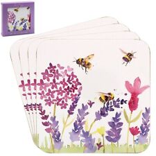 Cork Square Coasters 4pc-Set Lavender & Bees Lavender Floral by Jennifer Rose