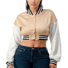 Women Cropped Satin Jacket