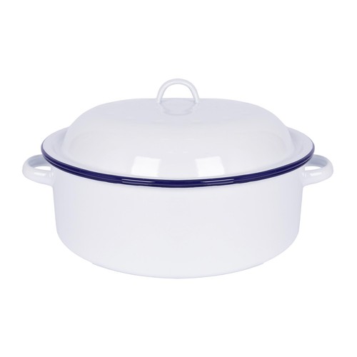 White round enamel roaster - enamel,