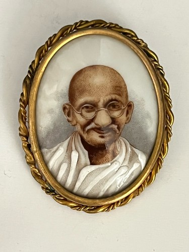 Limoges france brooch mahatma - france,