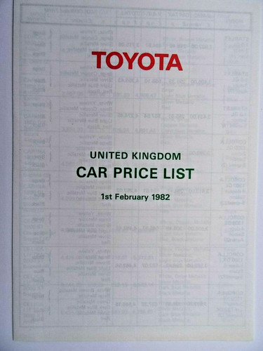Toyota price list - toyota,