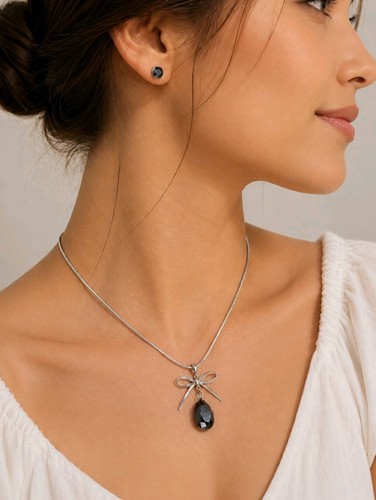 Wallis bow grey teardrop - wallis,