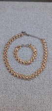 Vintage 1960s Trifari Leaf Necklace & Bracelet Jewellery Gold Tone .