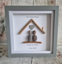 Personalised Family home pebble art framed picture/gift/new home