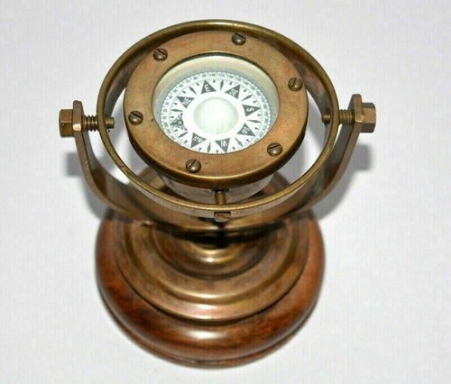 Brass nautical gimbal compass - brass,