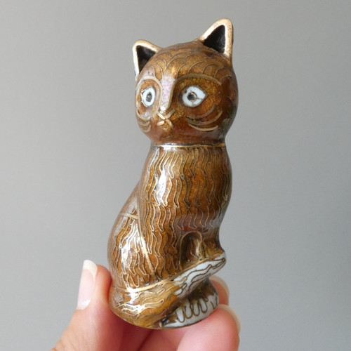 Vintage cloisonne enamel cat - cloisonne,