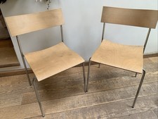 2 x Lammhults 'Campus' Bent Ash Plywood Metal Chrome Frame Stacking Chairs