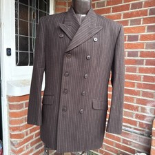 Vintage John Rocha 2 Piece Brown Pinstripe Double Breasted Suit 30’s Era Size 42
